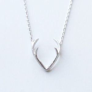 Antler Silver Color Pendant Necklace